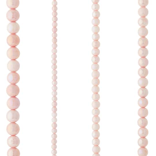 12 Pack: Pink Marble Glass Round Beads by Bead Landing&#x2122;